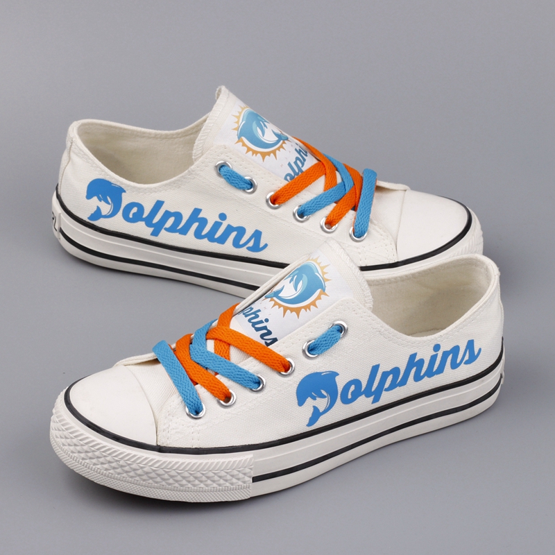 All Sizes NFL Miami Dolphins Repeat Print Low Top Sneakers 008